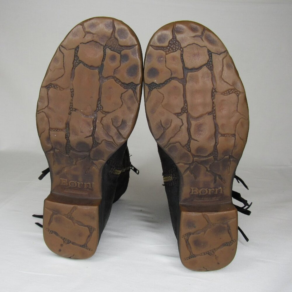 Born Black Oiled Leather Slouch Ankle Boots Women's 9.5 - Picture 8 of 10